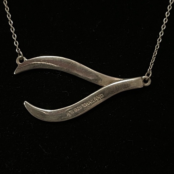 Sterling Silver Lucky Wishbone Necklace - Picture 3 of 4